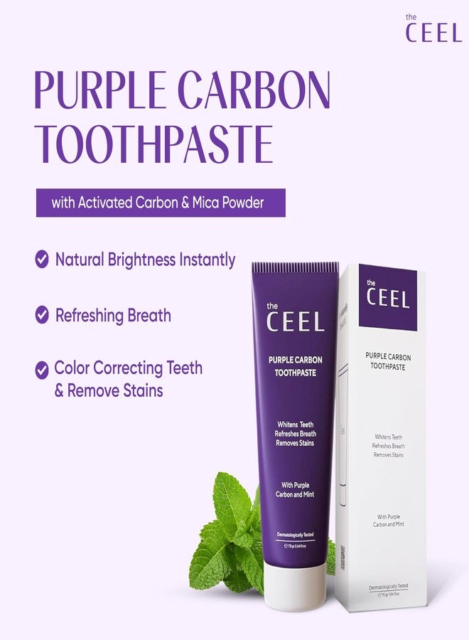 The Ceel Purple Toothpaste for Teeth Whitening with Activated Carbon & Mica Powder - Color Correcting Teeth, Stain & Plaque Remover Oral Care Formula with Mint Flavor - Gentle on Enamel & Gums - 75g - Image 2