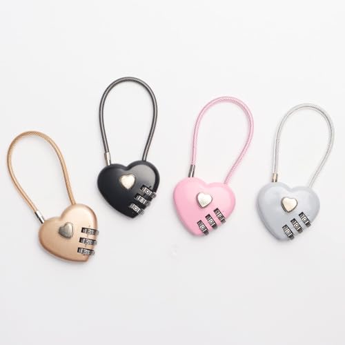 Simple polymer 4 Pcs Heart Padlock Small Metal Heart Shaped Padlock Mini Code Lock for Jewelry Storage Box Diary Book,Mix - Image 4