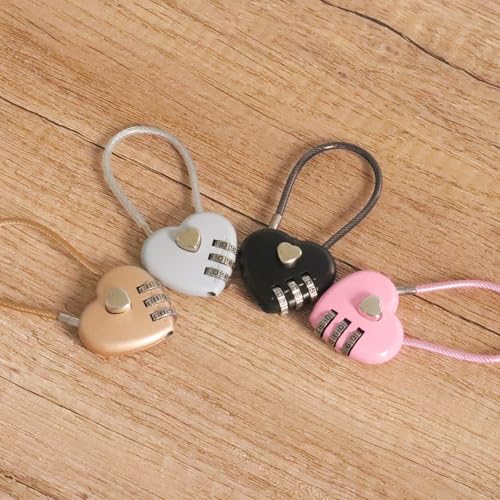 Simple polymer 4 Pcs Heart Padlock Small Metal Heart Shaped Padlock Mini Code Lock for Jewelry Storage Box Diary Book,Mix - Image 3