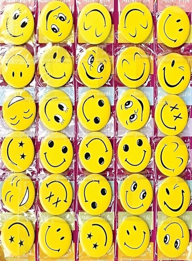 pop colours Smiley Emojij Birthday Party Return Gifts for Kids | Smiley Emojii Expression Pin Badge | Pins Badge Metal Brooch | Set of 30 | Birthday, Office and Theme Party - Image 2