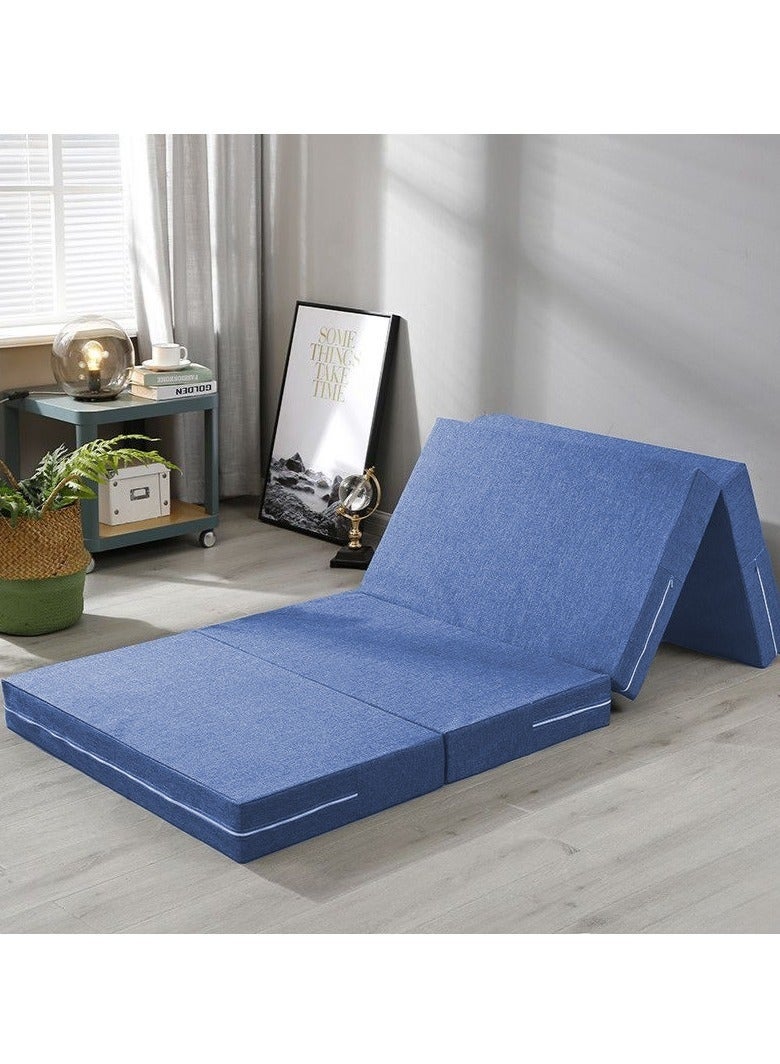 والالا مرتبة إسفنجية سميكة قابلة للطي محمولة بأربعة طيات، سرير قابل للطي، أسرّة للضيوف، سرير محمول، سجادة ضيوف علوية، وسادة نوم، قيلولة على الأرض مع غطاء قابل للتنفس وقابل للغسل - Image 1