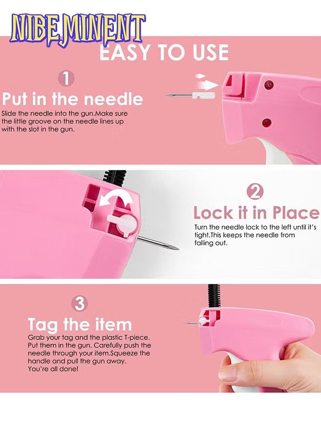 NIBEMINENT Tagging Gun for Clothing, Fine Stitch Mini Stitch Gun for Clothes, Quick Clothing Fixer, Hemming Sewing Tool Kit, Includes 1000 Fasteners, Great for Garment Repair ​(Pink) - Image 2