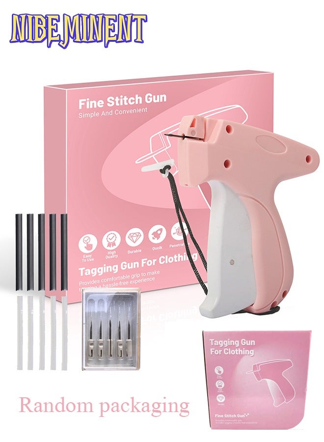 NIBEMINENT Tagging Gun for Clothing, Fine Stitch Mini Stitch Gun for Clothes, Quick Clothing Fixer, Hemming Sewing Tool Kit, Includes 1000 Fasteners, Great for Garment Repair ​(Pink) - Image 1