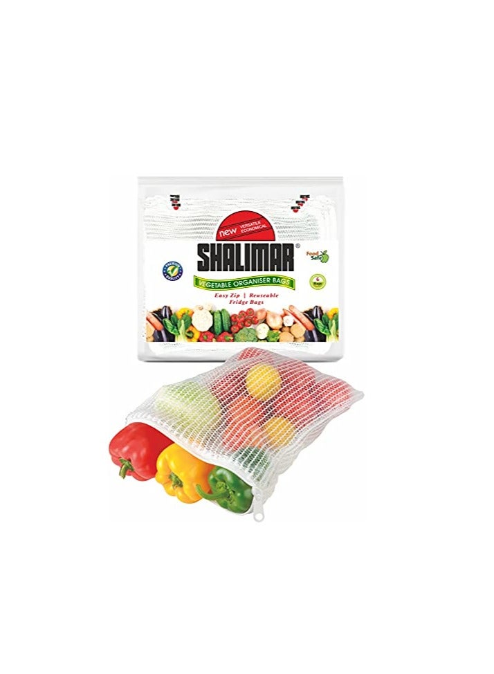 Shalimar Reusable Vegetable Fridge Bag/Multipurpose Bag - Pack Of 6 Bags (Natural), Plastic, Zip-Lock - Image 2