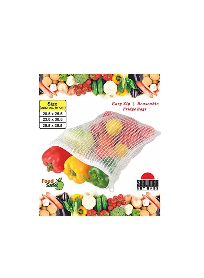 Shalimar Reusable Vegetable Fridge Bag/Multipurpose Bag - Pack Of 6 Bags (Natural), Plastic, Zip-Lock - Image 3