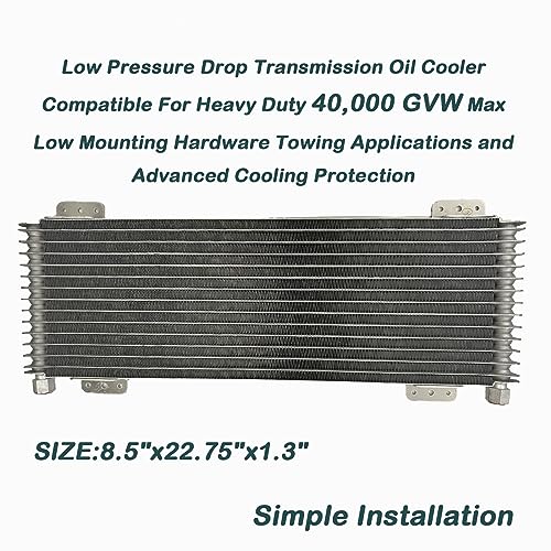OVANOH Low Pressure Drop Transmission Oil Cooler 40k Transmission Oil Cool Compatible For Heavy Duty 40,000 GVW Max Low Mounting Hardware Towing Applications and Advanced Cooling Protection LPD47391 - Image 2