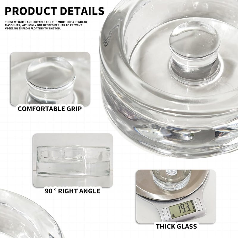 JOBVERT Fermentation Weights,2 Pack Glass Fermentation Weights with Grip Handle,Fermenting Weights for Wide Mouth Mason Jar and Canning Fermenting Pickling Sourkrout - Image 3