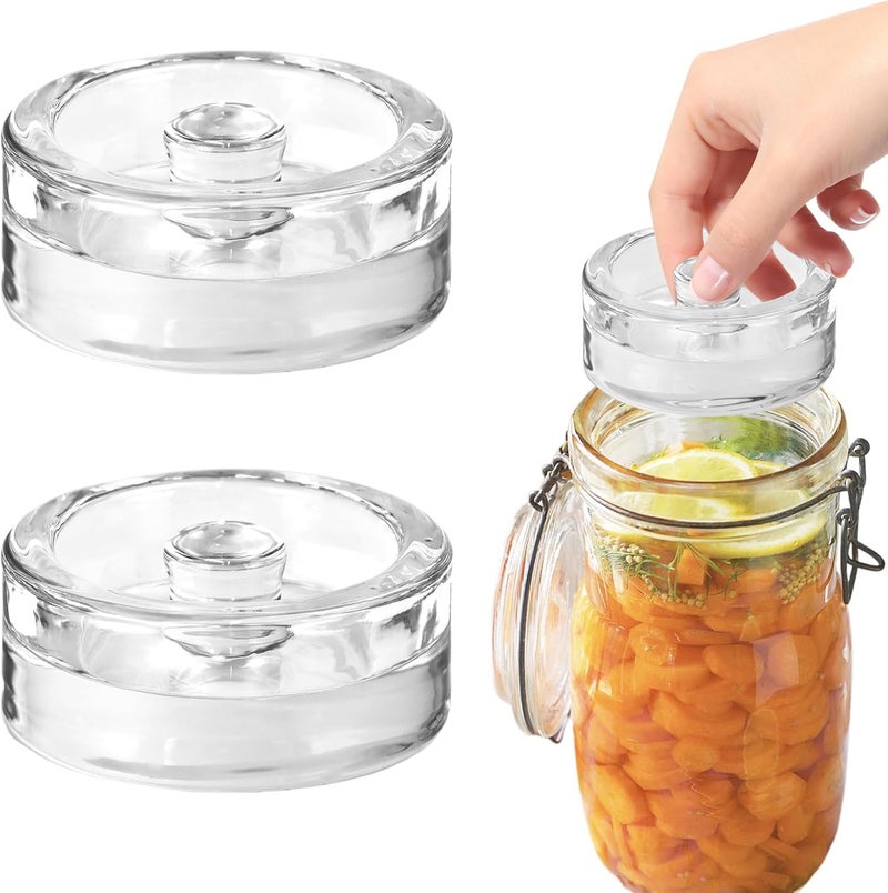 JOBVERT Fermentation Weights,2 Pack Glass Fermentation Weights with Grip Handle,Fermenting Weights for Wide Mouth Mason Jar and Canning Fermenting Pickling Sourkrout - Image 1