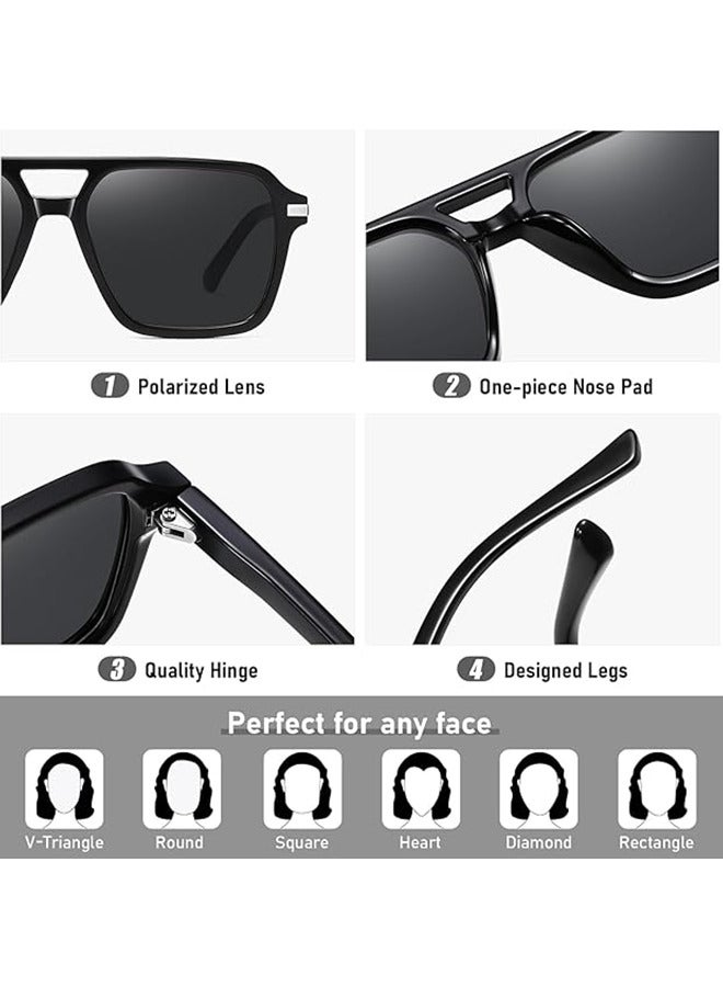 Aviator Sunglasses Women Men,Night Vision Driving Glasses Polarized Anti-glare,Polarized Safety Glasses for Women Men UV400 Protection,Vintage Sun Glasses Plastic Frame Trendy Shades - Image 3