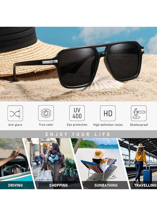 Aviator Sunglasses Women Men,Night Vision Driving Glasses Polarized Anti-glare,Polarized Safety Glasses for Women Men UV400 Protection,Vintage Sun Glasses Plastic Frame Trendy Shades - Image 4