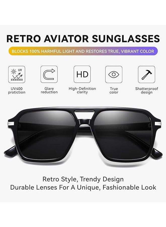 Aviator Sunglasses Women Men,Night Vision Driving Glasses Polarized Anti-glare,Polarized Safety Glasses for Women Men UV400 Protection,Vintage Sun Glasses Plastic Frame Trendy Shades - Image 5