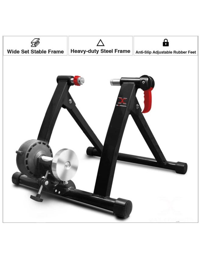 ماكس سترينث حامل دراجة ثابت للتدريب على ركوب الدراجات في الأماكن المغلقة، حامل مغناطيسي ثابت للتمارين الرياضية للدراجات الهوائية الجبلية ودراجات الطرق، حامل دولاب الموازنة - Image 2