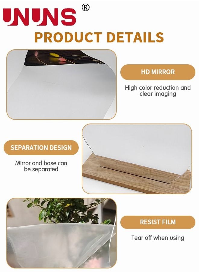 UNUNS Makeup Acrylic Mirror With Stand,Cloud-Shaped Table Mirror With Detachable Wooden Stand,Irregular Shape Mirror Frameless Tabletop For Bedroom,Living Room Decor  - Image 3