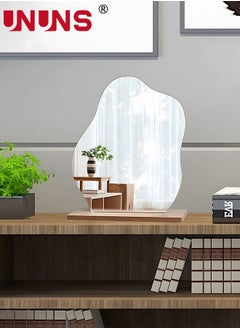 UNUNS Makeup Acrylic Mirror With Stand,Cloud-Shaped Table Mirror With Detachable Wooden Stand,Irregular Shape Mirror Frameless Tabletop For Bedroom,Living Room Decor  - Image 4