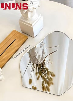 UNUNS Makeup Acrylic Mirror With Stand,Cloud-Shaped Table Mirror With Detachable Wooden Stand,Irregular Shape Mirror Frameless Tabletop For Bedroom,Living Room Decor  - Image 2