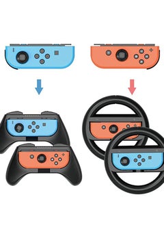 SYOSI Grip Kit Grip Compatible with Nintendo Switch Controller Racing Switch Steering Wheel - 4 Pack, Comfort Handle for Kids Family Fun Special for Mario Kart 8 Deluxe (Black)  - Image 4