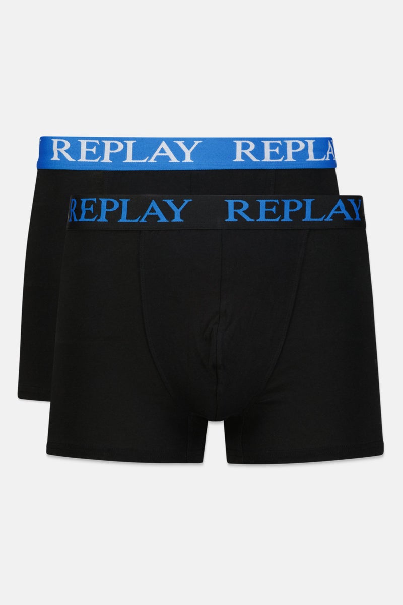 Replay Men 2 Piece Cotton Stretch Trunks, Black - Image 1