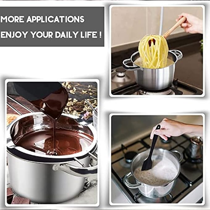 rayihni Double Boiler Pot Set 2 Packs Stainless Steel Melting Pot With Silicone Spatula For Melting Chocolate Soap Wax Candle Making 600Ml And 1600Ml - Image 5
