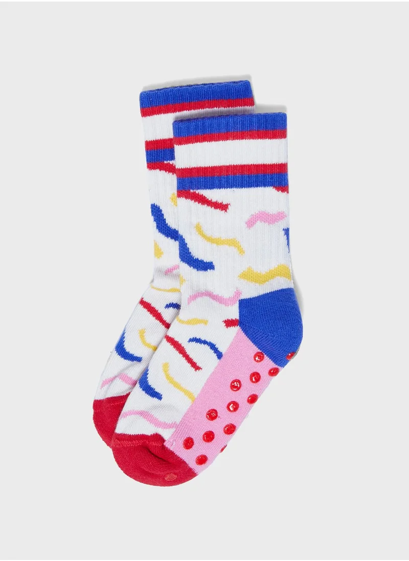 Happy Socks Kids Stripped Rib Socks