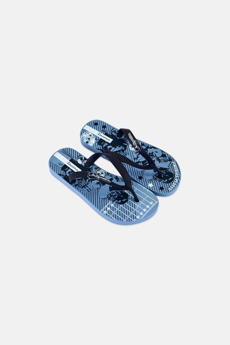 Ipanema Kids Boy Graphic Print Slip On Slippers, Blue - Image 4