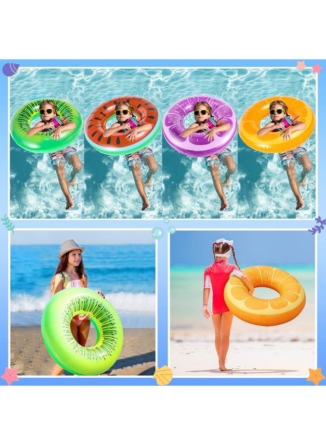 FindUWill عوامات سباحة قابلة للنفخ وأنابيب سباحة وحلقات (عبوة من 4 قطع) ألعاب سباحة كبيرة للشاطئ مع قطعتين من كرات الشاطئ للأطفال والكبار وعوامات الطوافة للأطفال الصغار - Image 5
