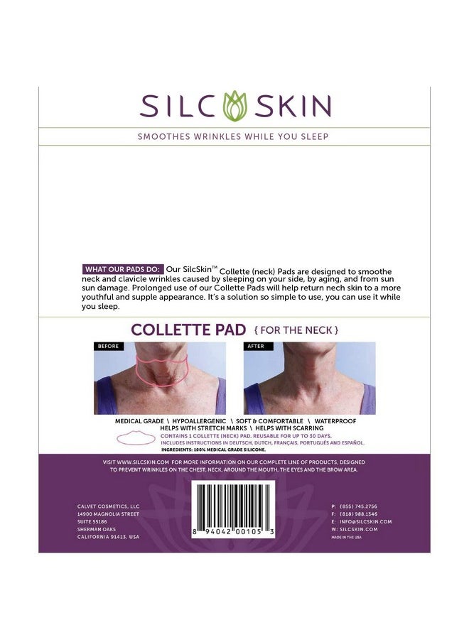 Silc Skin - Collette Pad To Help With Neck & Collarbone Wrinkles From Sun Aging Side Sleeping Reusable Self Adhesive Medical Grade Silicone 30 Day Supply - Image 1