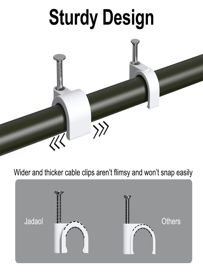 Jadaol Wide Design Cable Clips with Nails for Round Ethernet Cables, 8mm Cord Clips for Wall, Nail-in Wire Tacks for Cat5/Cat6/Cat7 RJ45 Cable, Coaxial, TV, Speaker, Electrical Wire, 100 Pack - Image 3