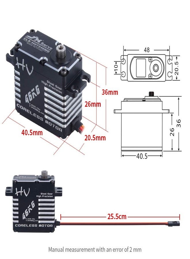SoloGood محرك سيرفو JX CLS-HV7346MG 46KG بدون قلب 7.4V سيرفو رقمي دقيق مع تروس فولاذية CNC كامل مع قرن سيرفو 25T - Image 5