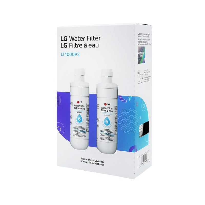 LG LT1000P2 6-Month / 200 Gallon Refrigerator Replacement Water Filter, Reduces Chlorine, 2 Count (Pack of 1), White. - Image 5