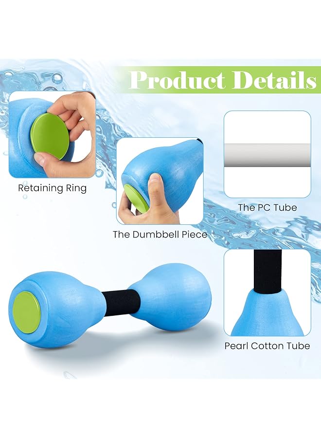 Oasisgalore 2pcs Aquatic Exercise Dumbbells Water Aerobic Exercise Foam Dumbbells for Adults Kids Swimming Resistance Training  - Image 3