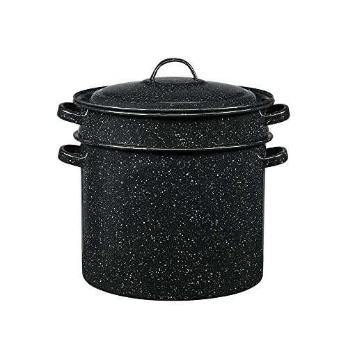 Granite Ware 7.5 Qt 3 Piece Multiuse Pasta Pot Set, Strainer Pot with lid. (Speckled Black) Seafood, Soups, Sauce, Large Capacity. Easy to Clean. Dishwasher Safe. - Image 2