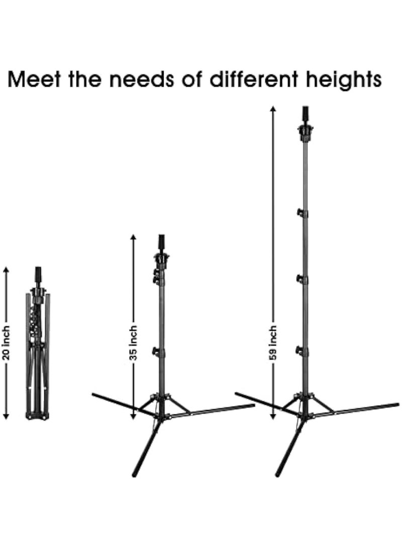 Arabest Foldable Wig Stand Tripod, Mannequin Head Stand Frosted Material, Adjustable Tripod for Mannequin Head Holder for Cosmetology Hairdressing Training - Image 4