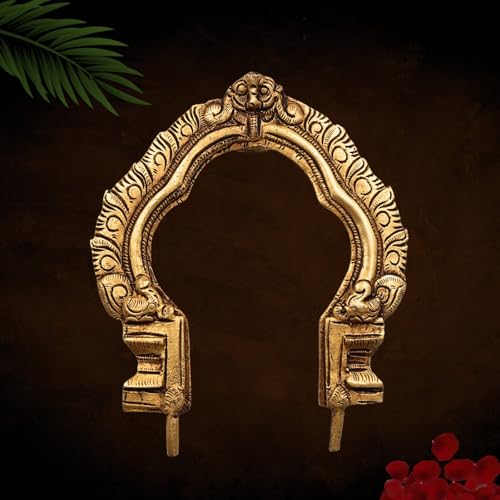Bhunes Brass Small Prabhavali Frame Arch Wall Hanging for Temple & Home Decor – Prabhawal, Prabhawali for Deity Backdrop, Gold, 5.5 Inch, 1 Piece - Image 1