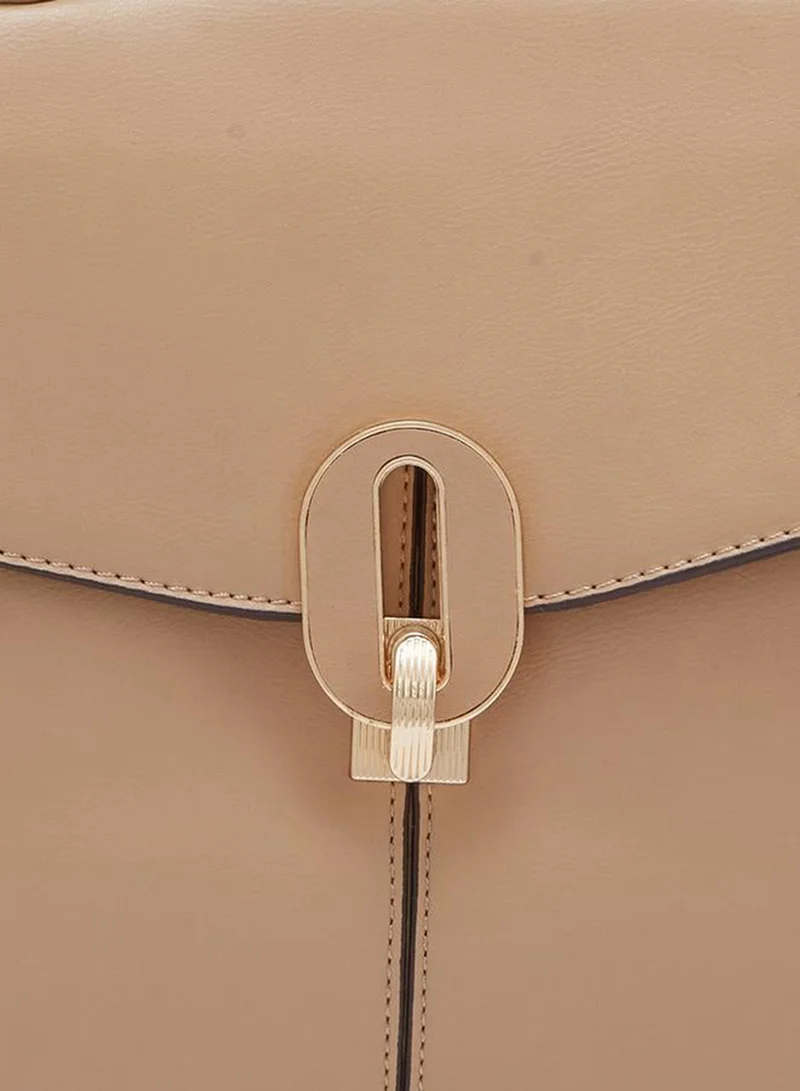Globus  Khaki Solid Handbag with Top Handle for Women | Best Price UAE