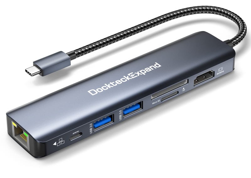 DockteckExpand USB C Hub Multiport Adapter, DockteckExpand 7-in-1 Type C Hub with 4K 60Hz HDMI,1Gbps Ethernet,100W PD,2 USB 3.0 Ports,SD/TF Card Slots for MacBook Pro, MacBook Air, iPad Pro, Surface, Steam Deck - Image 1