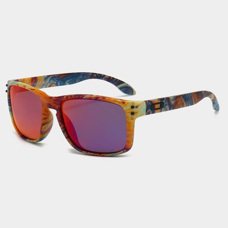 Generic Fashion high-value sunglasses outdoor driving fishing mountaineering polarized sunglasses sunshade windproof goggles Red flower frame red film 