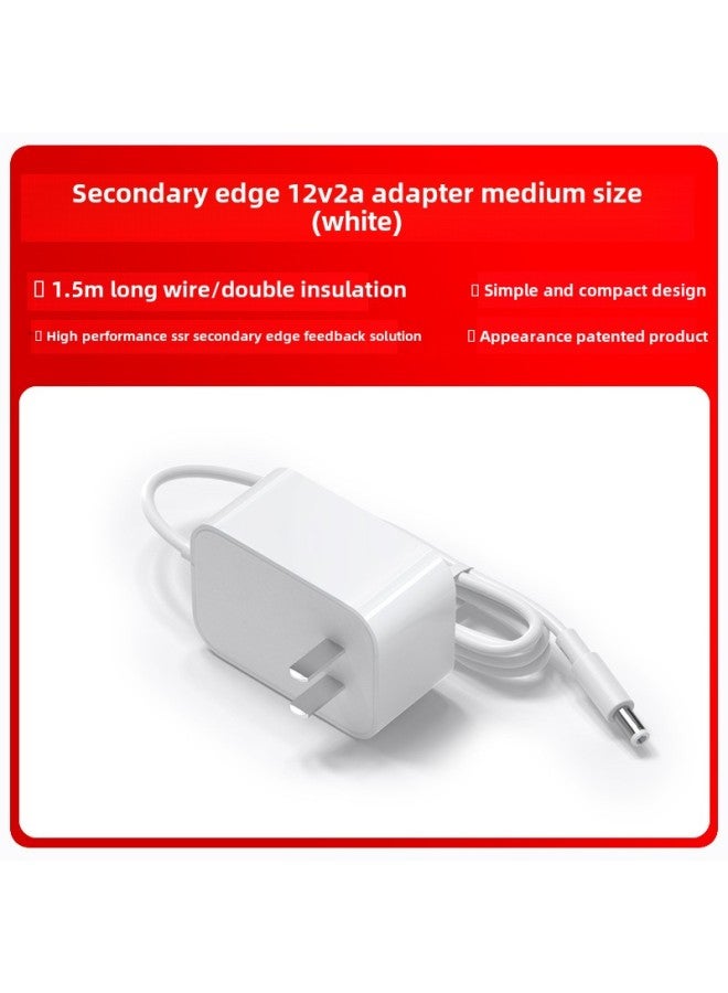 Auxiliary 12v2a Power Adapter High Quality 3C Certified Medium Standard Small Household Appliances CQC Certified Power Adapter-Color:Side 12V2A GB (China) White-Specifications:DC Head 5.5*2.1 - Image 1