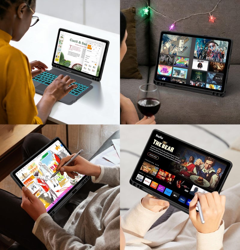 SNOODU Keyboard Case for Samsung Galaxy Tab A11+/A9+ Plus 11": 7 Colors Backlit Trackpad Keyboard for Samsung Tab A9+ A11+ Plus 5G | Smart Touch Wireless Magnetic Detachable Key Board Cover with Pen Holder - Image 5