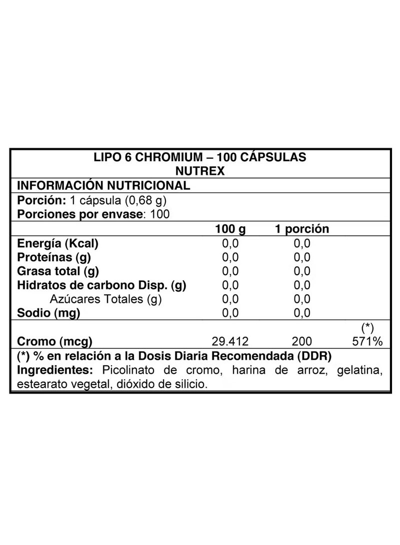 Nutrex Research Nutrex Research Lipo6 Chromium 100 Capsules  - Image 2