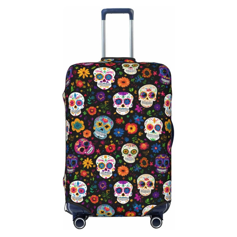 Worltoldb Sugar Skull Travel Luggage Cover Polyester Suitcase Protector Washable Baggage Covers Fits 2224 Inch - Image 2