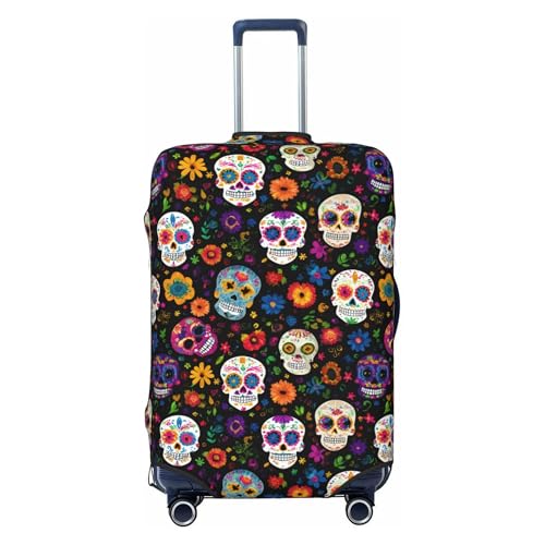 Worltoldb Sugar Skull Travel Luggage Cover Polyester Suitcase Protector Washable Baggage Covers Fits 2224 Inch - Image 1