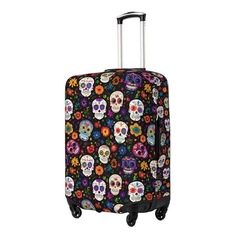 Worltoldb Sugar Skull Travel Luggage Cover Polyester Suitcase Protector Washable Baggage Covers Fits 2224 Inch - Image 3