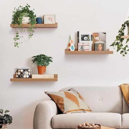 Crysellewoods Corner Shelf Wall Mount of 2-3 Tier Rustic Wood Floating Shelves for Bedroom, Living Room, Bathroom, Kitchen, Office and More (Natural 3 Tier) - Image 5