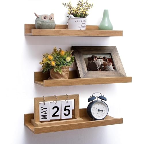 Crysellewoods Corner Shelf Wall Mount of 2-3 Tier Rustic Wood Floating Shelves for Bedroom, Living Room, Bathroom, Kitchen, Office and More (Natural 3 Tier) - Image 1