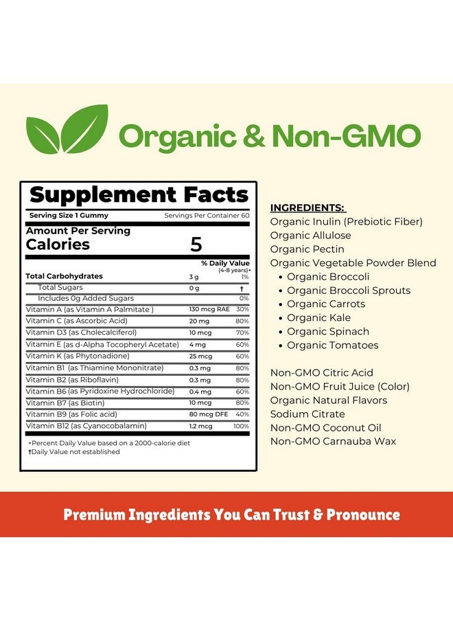 JOLLY Jolly Kids Multivitamins - 2-Month Supply - Sugar-Free, Organic, Plant-Based Gummies for Kids Age 3+ - No Sugar Alcohols - 1 Gummy per Day - Non-GMO, No Artificial Sweeteners  - Image 3