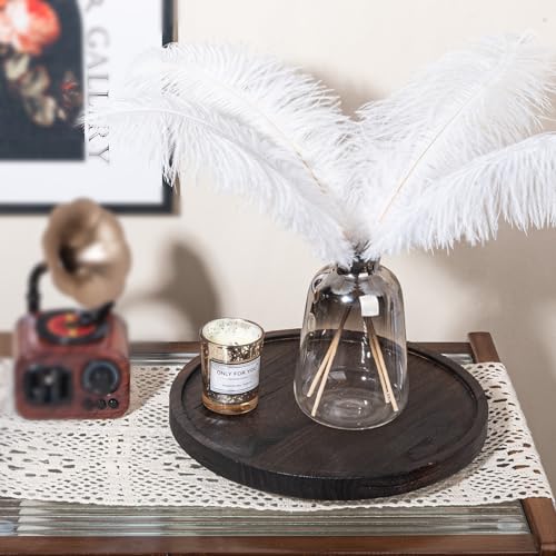zoocatia Wood Lazy Susan Organizer Kitchen Turntable for Cabinet Farmhouse Bathroom Decor Round Decorative Tray for Vanity Counter Sink Coffee Table 10 Inch Dark Brown - Image 3