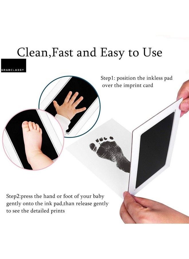 Grab Classy - Safe Inkless 0 6 Months Baby Handprint And Baby Footprint Ink Pad With Imprint Cards 100% Non Toxic & Mess Free Safe For Newborn Baby And Toddlers (Black 0 6 Months) - Image 1