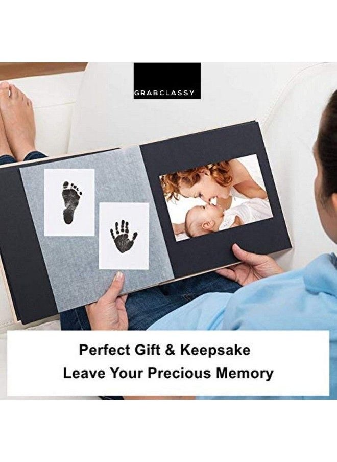 Grab Classy - Safe Inkless 0 6 Months Baby Handprint And Baby Footprint Ink Pad With Imprint Cards 100% Non Toxic & Mess Free Safe For Newborn Baby And Toddlers (Black 0 6 Months) - Image 1