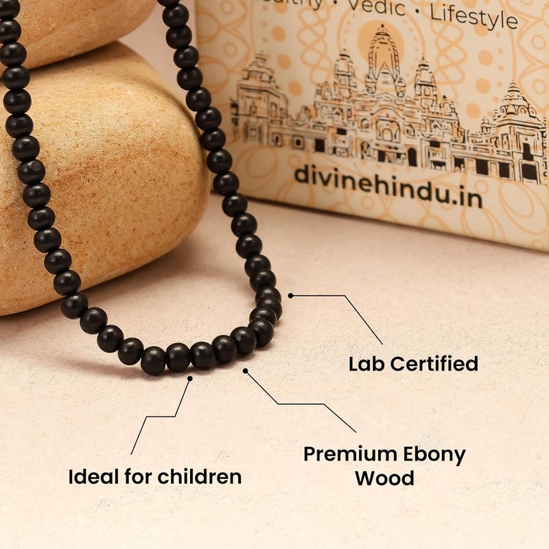 Divine Hindu Karungali Malai 108 Bead Necklace | Lab Tested Ebony Wood for Spiritual Protection and Auspicious Wear for Kids - Image 2