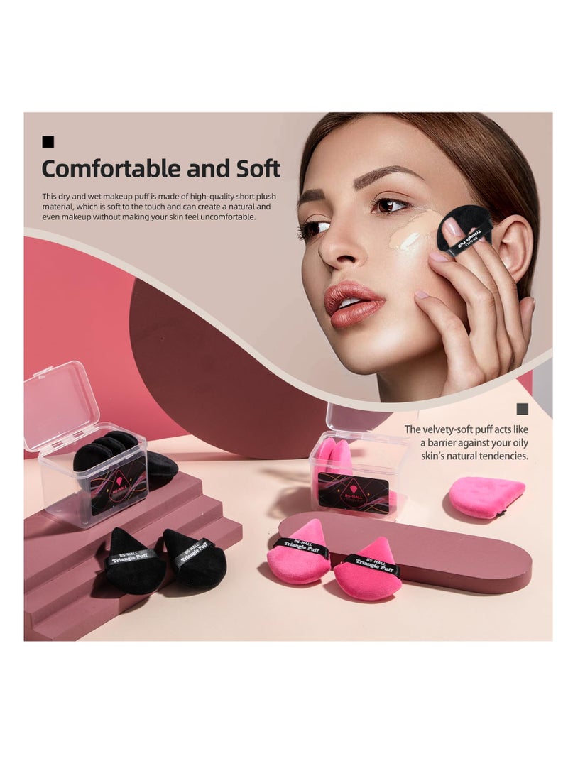 BS Mall 14PCS Powder Puffs for Face Powder Triangle Powder Puff for Loose and Cosmetic Foundation, Makeup Puff for Contouring, Cloud Kiss Beauty Makeup Tools (Pink/Black)  - Image 5
